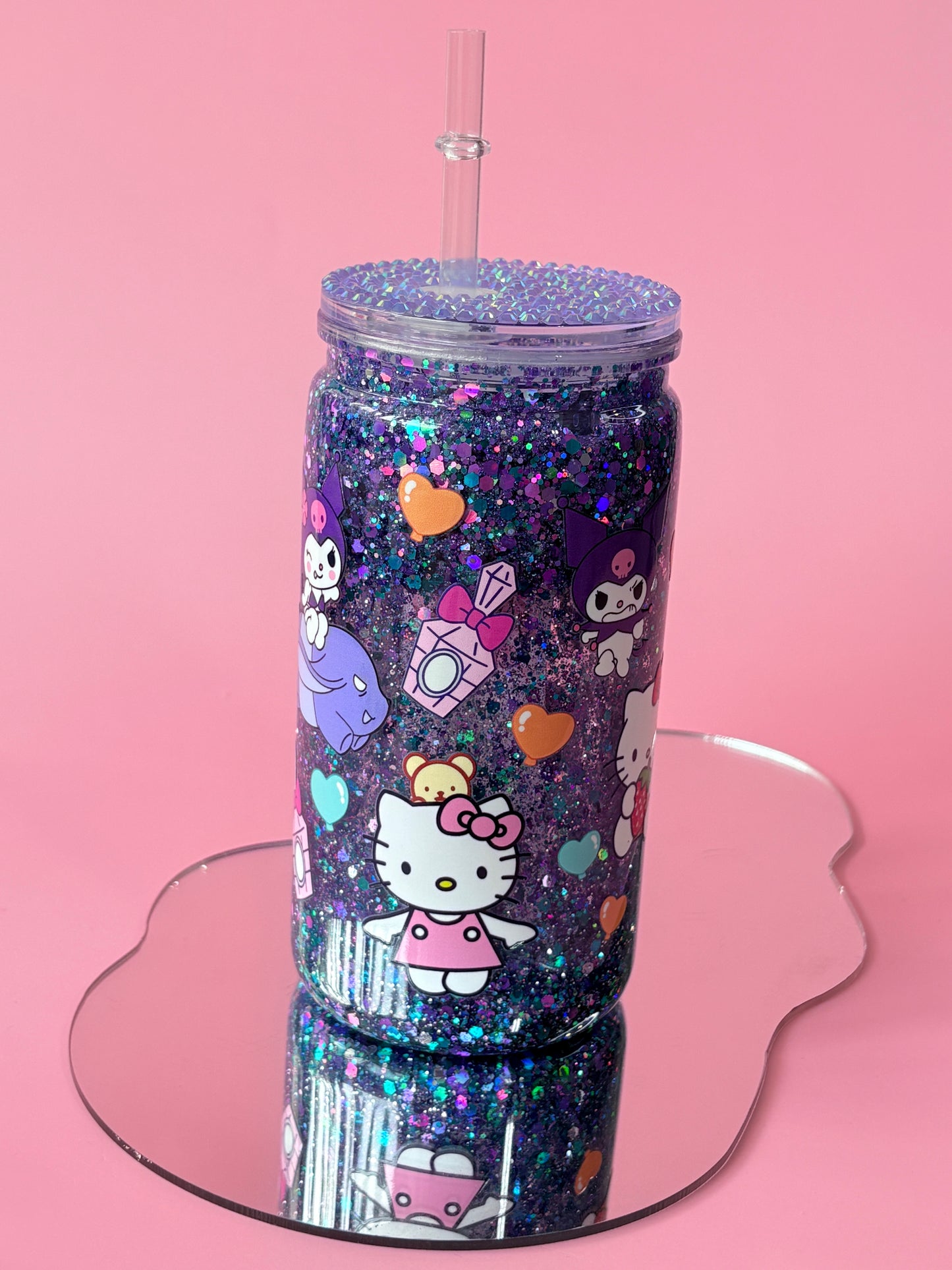 Tumbler 16 oz Kuromi & Hello Kitty 💜 – Edición Kawaii 🎀