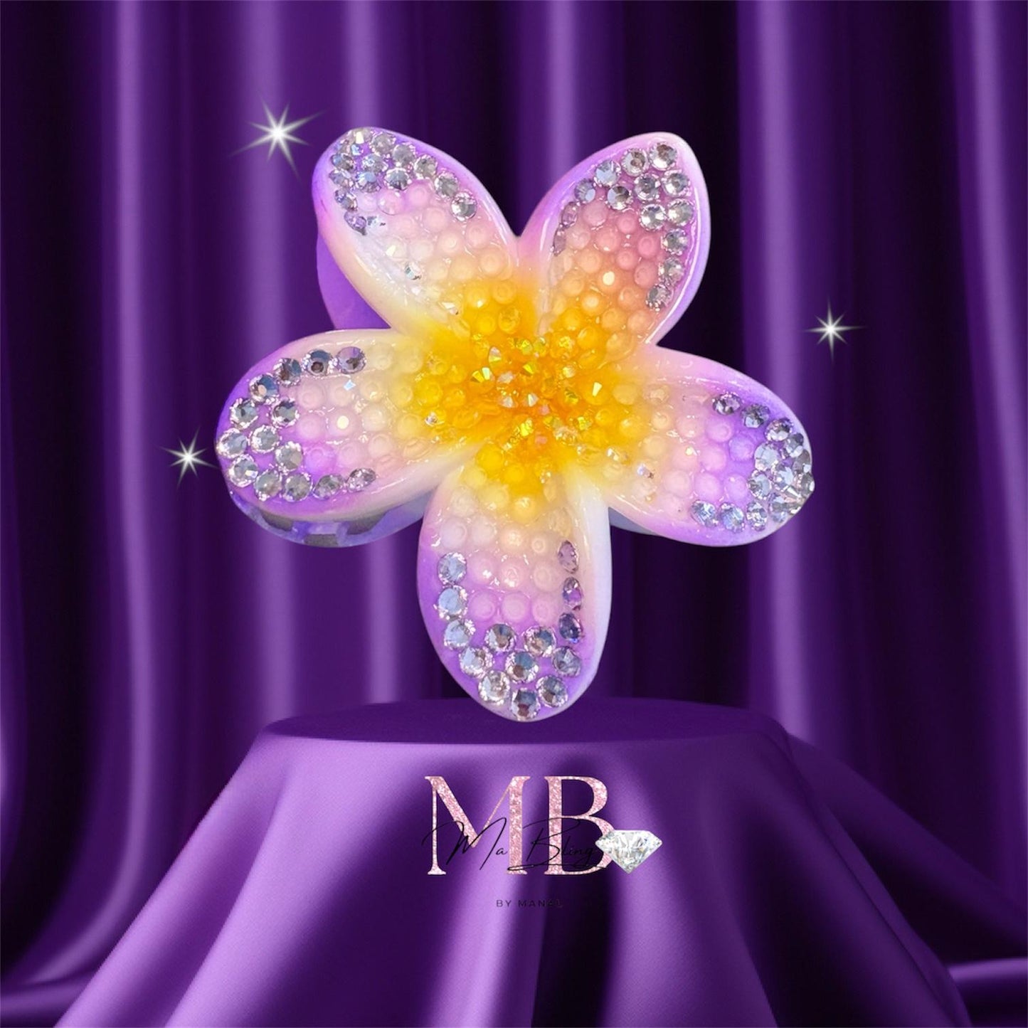 Sparkly Flower Hair Clip - Lilac