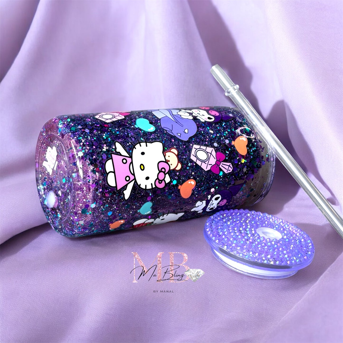 Tumbler 16 oz Kuromi & Hello Kitty 💜 – Edición Kawaii 🎀