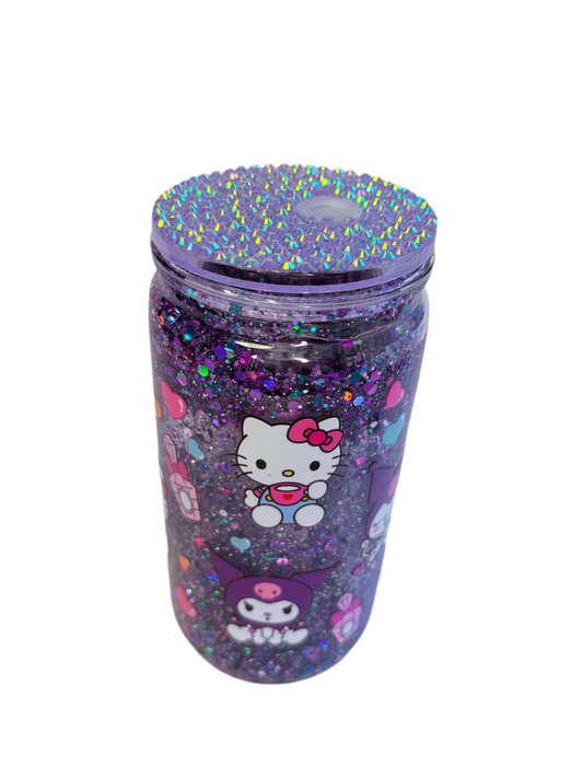 Tumbler 16 oz Kuromi & Hello Kitty 💜 – Edición Kawaii 🎀