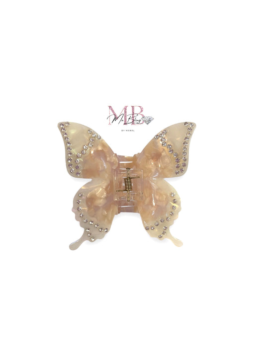 Butterfly hair clip - rose cream