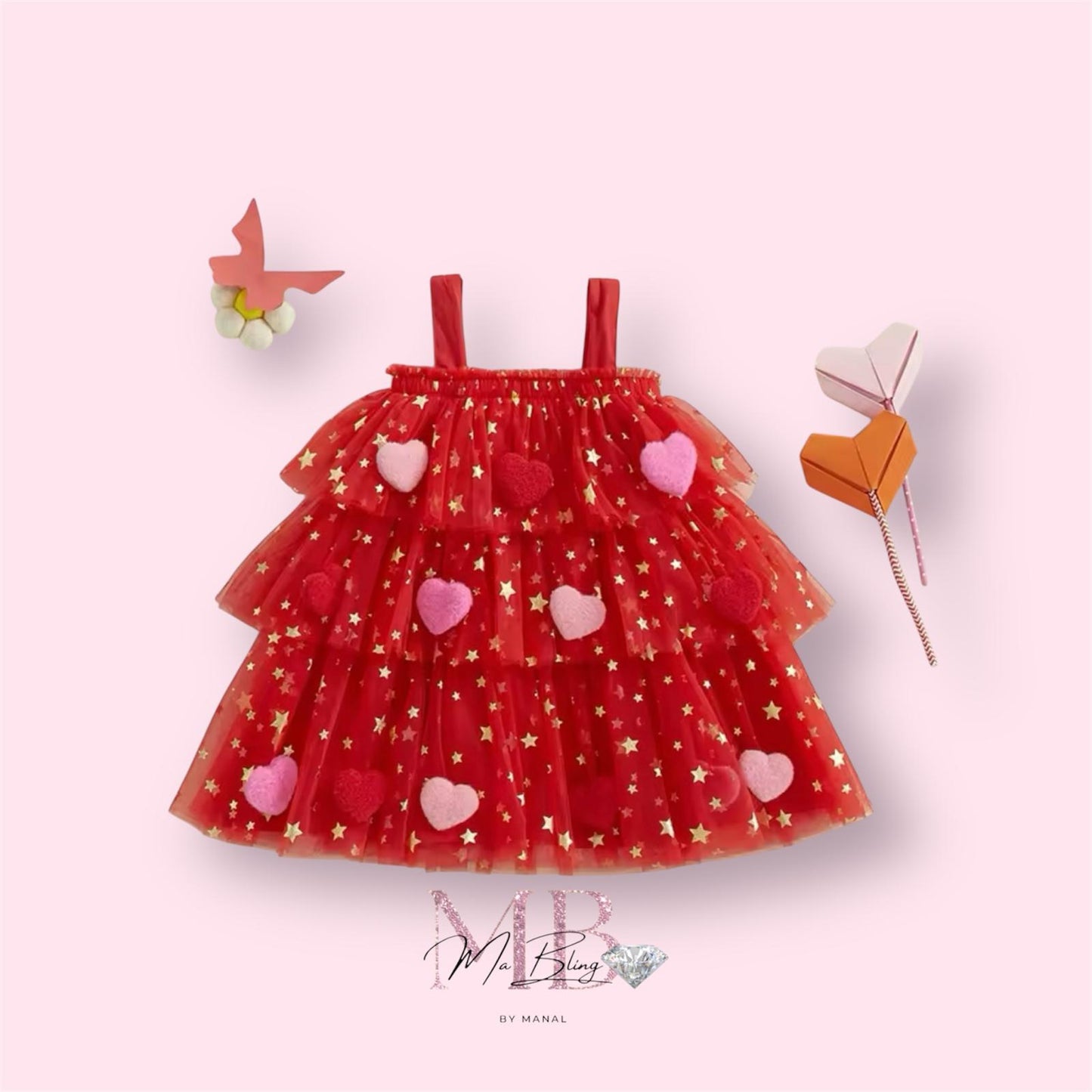 Vestido de tul Brillante para niñas - San Valentín