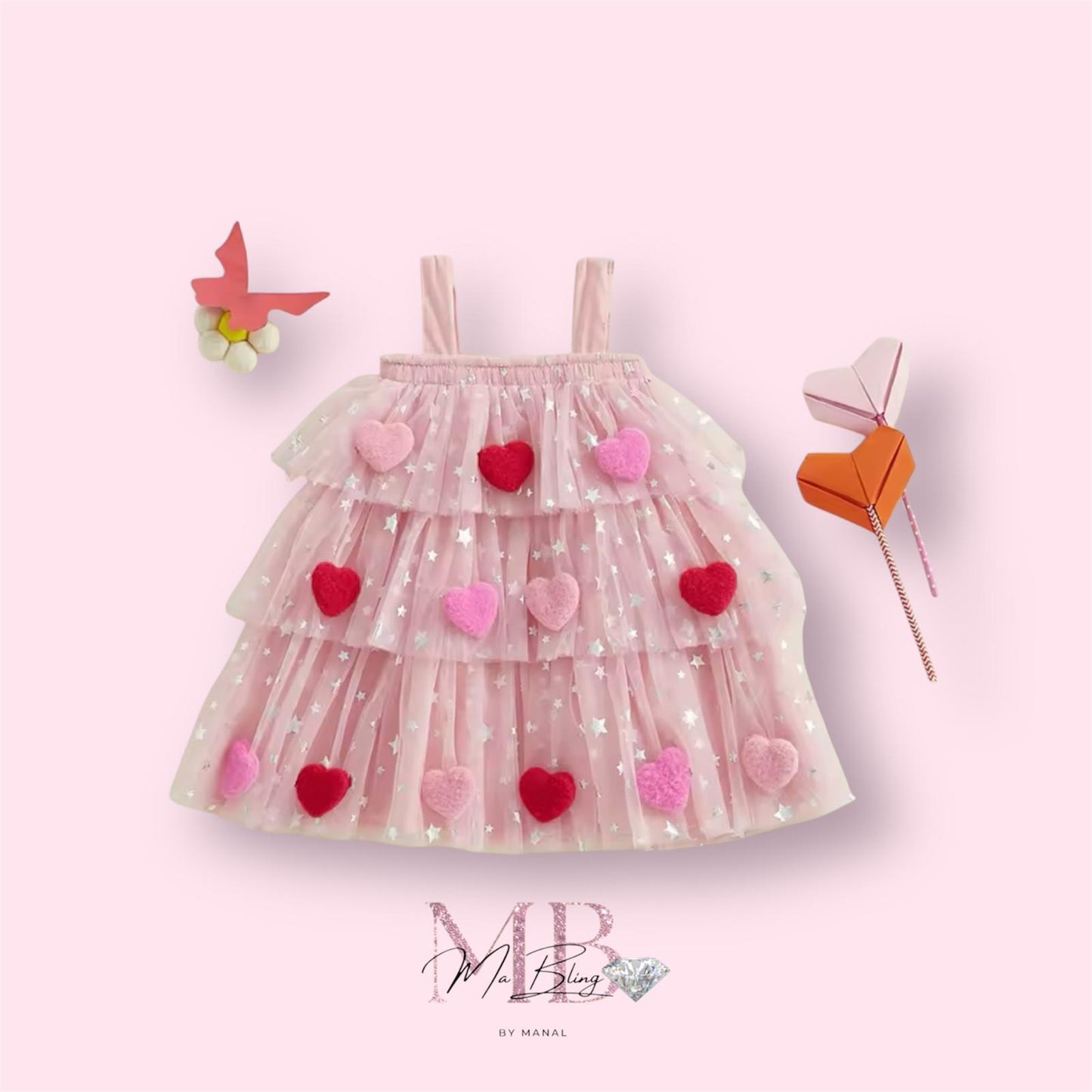 Vestido de tul Brillante para niñas - San Valentín